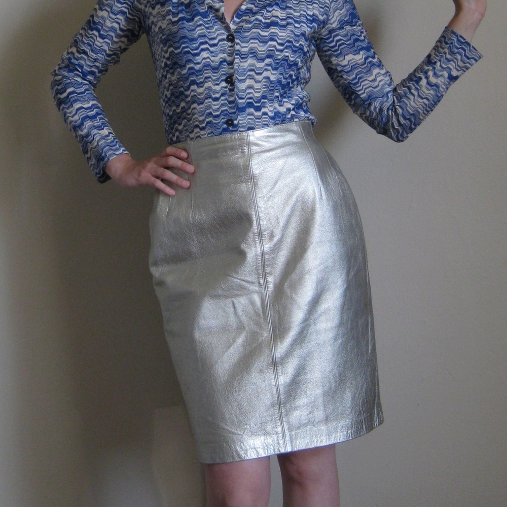 ESCADA Vintage 1980’s Metallic Leather Skirt